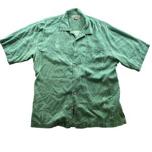 Tommy Bahama Men Shirt Large Short Sleeve 100% Silk Button Up Textured Casual Cl
